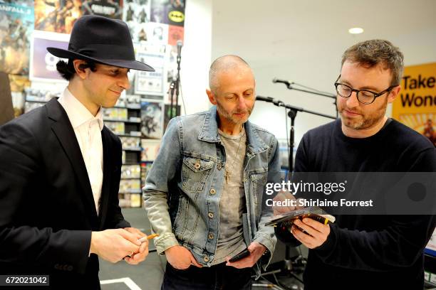 Paul Smith and Duncan Lloyd of Maximo Park perform live, meet fans and sign copies of their new album 'Risk to Exist' on April 23, 2017 in...