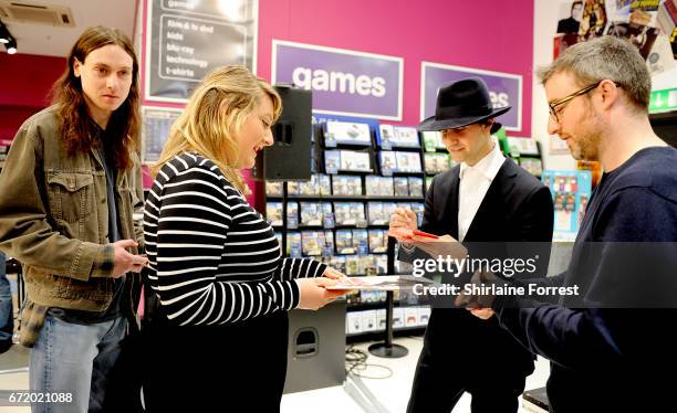 Paul Smith and Duncan Lloyd of Maximo Park perform live, meet fans and sign copies of their new album 'Risk to Exist' on April 23, 2017 in...