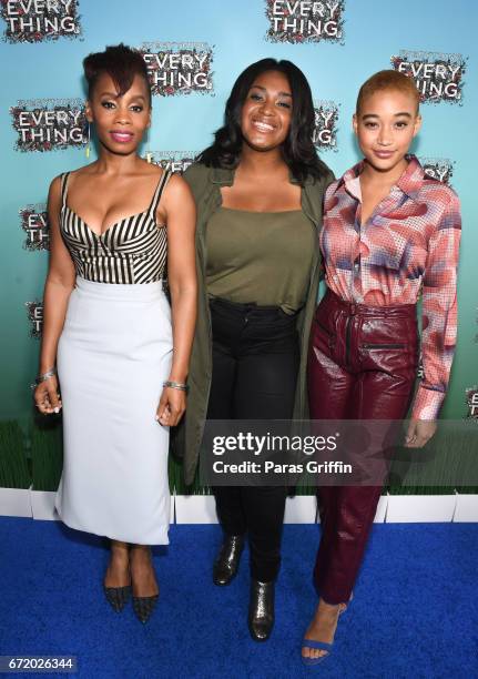 Actress Anika Noni Rose, director Stella Meghie, and actress Amandla Stenberg attend "Everything, Everything" Screening and Brunch at W Hotel Atlanta...