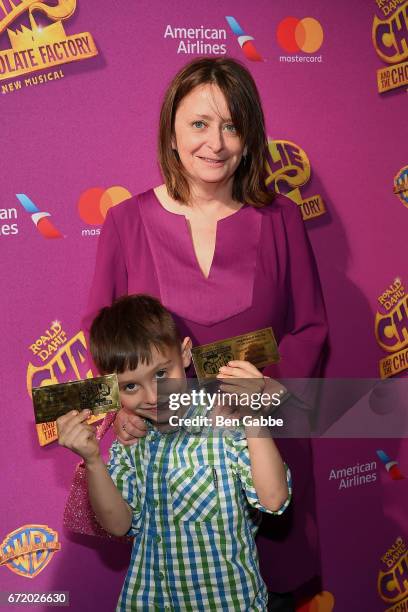 Actress Rachel Dratch and son Eli Benjamin Wahl attend the "Charlie And The Chocolate Factory" Broadway Opening Night at Lunt-Fontanne Theatre on...