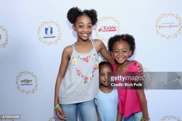 Actor Eris Baker, guest and actor Faithe Herman attend Safe Kids Day 2017 at Smashbox Studios on April 23, 2017 in Culver City, California.
