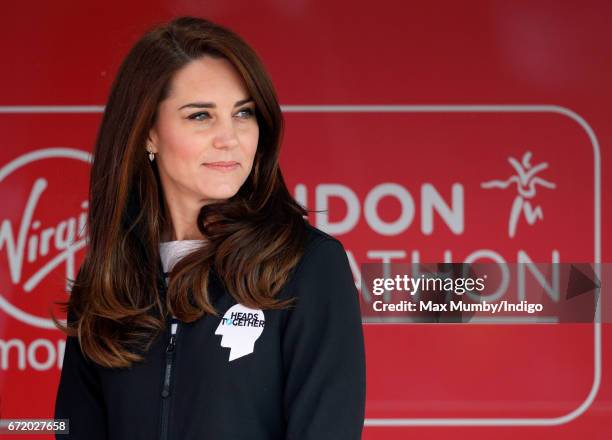 Catherine, Duchess of Cambridge attends the start of the 2017 Virgin Money London Marathon on April 23, 2017 in London, England. The Heads Together...