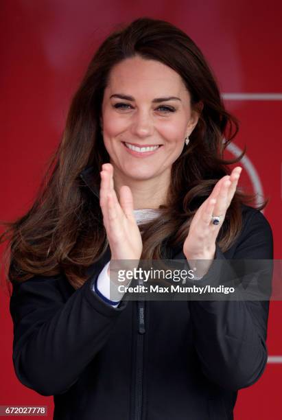Catherine, Duchess of Cambridge attends the start of the 2017 Virgin Money London Marathon on April 23, 2017 in London, England. The Heads Together...