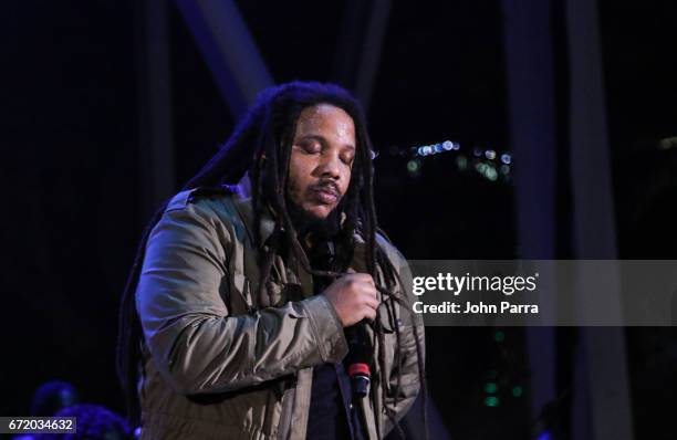Marley Brothers Ziggy Marley, Damian Marley, Stephen Marley and Ky-Mani Marley perform at Kaya Fest at Bayfront Park Amphitheater on April 22, 2017...