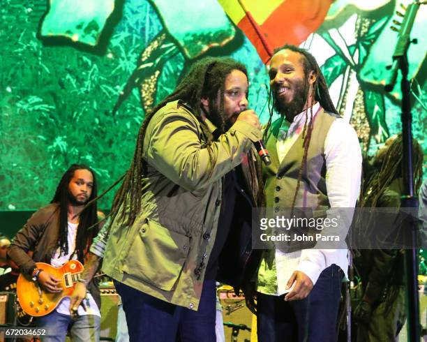 Stephen Marley and Ziggy Marley perform at Kaya Fest at Bayfront Park Amphitheater on April 22, 2017 in Miami, Florida.