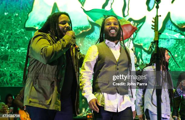 Stephen Marley and Ziggy Marley perform at Kaya Fest at Bayfront Park Amphitheater on April 22, 2017 in Miami, Florida.