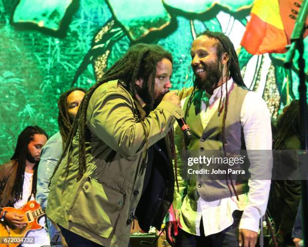 Stephen Marley and Ziggy Marley perform at Kaya Fest at Bayfront Park Amphitheater on April 22, 2017 in Miami, Florida.