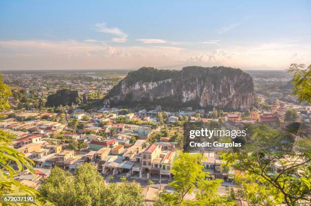 view of da nang city from marble mountains - marble mountains stock pictures, royalty-free photos & images