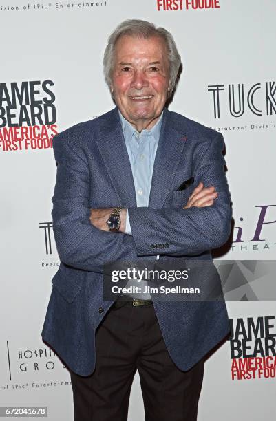 Chef Jacques Pepin attends the "James Beard: America's First Foodie" NYC premiere at iPic Fulton Market on April 23, 2017 in New York City.