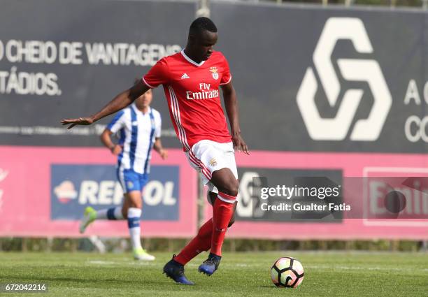 Balde of SL Benfica B in action during the Segunda Liga match between SL Benfica B and FC Porto B at Caixa Futebol Campus on April 23, 2017 in...