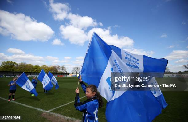 Birmingham City flag bearers before the match between Birmingham City and Sunderland Ladies in The WSL Spring Series at The Automated Technology...