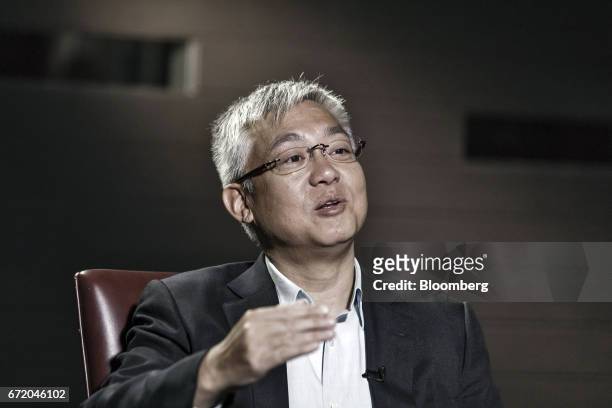 Zhang Yichen, chairman of Citic Capital Holdings Ltd., speaks during a Bloomberg Television interview on the sidelines of the China Green Companies...