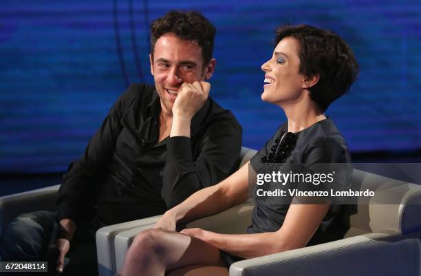 Elio Germano and Micaela Ramazzotti attend 'Che Tempo Che Fa' Tv Show on April 23, 2017 in Milan, Italy.