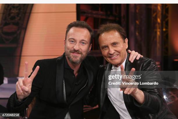 Francesco Facchinetti and Roby Facchinetti attend 'Che Tempo Che Fa' Tv Show on April 23, 2017 in Milan, Italy.