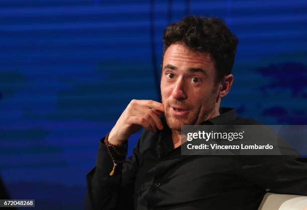 Elio Germano attends 'Che Tempo Che Fa' Tv Show on April 23, 2017 in Milan, Italy.