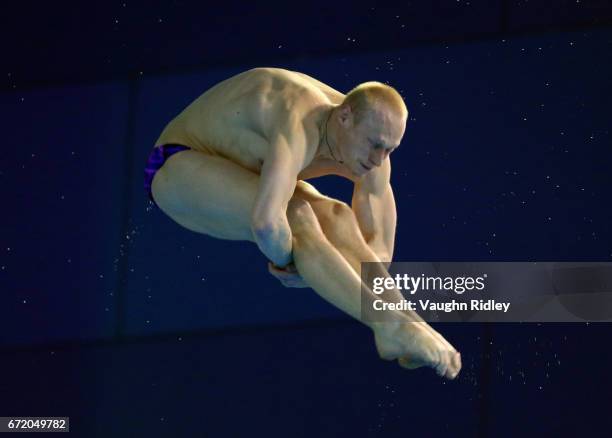 Ilia Zakharov of Russia competes in the Men's 3m Semifinal B during the 2017 FINA Diving World Series at the Windsor International Aquatic and...