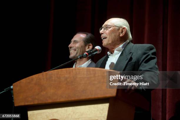 Irwin Winkler and Charles Winkler appear on Day 5 of Ebertfest 2017 on April 23, 2017 in Champaign, Illinois.