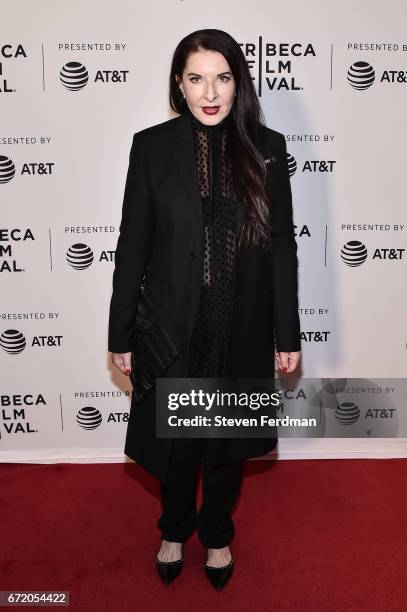 Marina Abramovic attends "Blurred Lines: Inside the Art World" Premiere at Cinepolis Chelsea on April 23, 2017 in New York City.