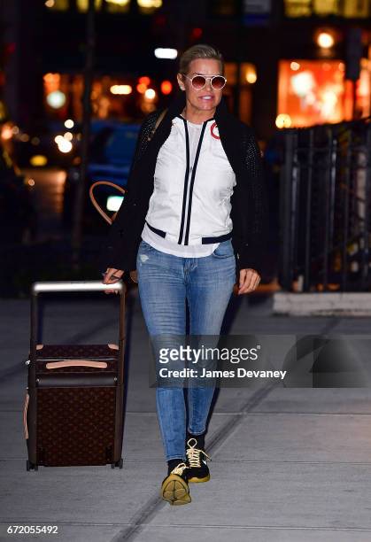 Yolanda Hadid seen on the streets of Manhattan on April 23, 2017 in New York City.