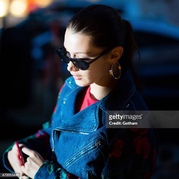 Model Bella Hadid is seen in NoHo on April 23, 2017 in New York City.