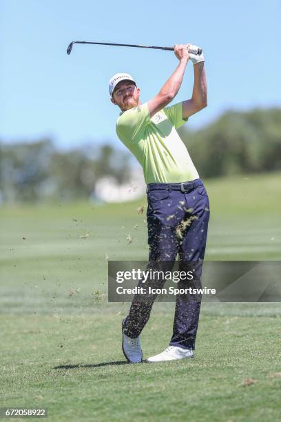 Jimmy Walker follows his approach shot during the 4th round of the Valero Texas Open at the TPC San Antonio Oaks Course in San Antonio, TX on April...