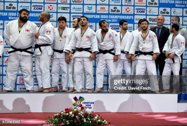 The gold medal winning Georgian men's team including: Amiran Papinashvili; Vazha Margvelashvili; Lasha Shavdatuashvili; Zebeda Rekhviashvili; Beka...