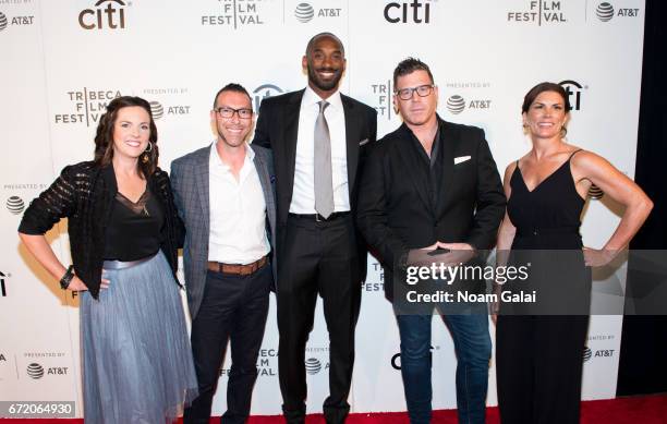 Molly Carter, Dan Goodman, Kobe Bryant, Bill Masterson and Andrea Fairchild attend Tribeca Talks: Storytellers: Kobe Bryant with Glen Keane during...