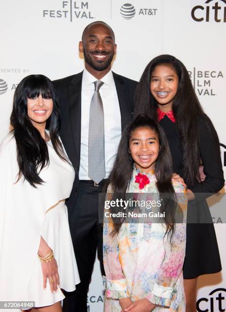 Vanessa Laine Bryant, Kobe Bryant, Gianna Maria-Onore Bryant and Natalia Diamante Bryant attend Tribeca Talks: Storytellers: Kobe Bryant with Glen...