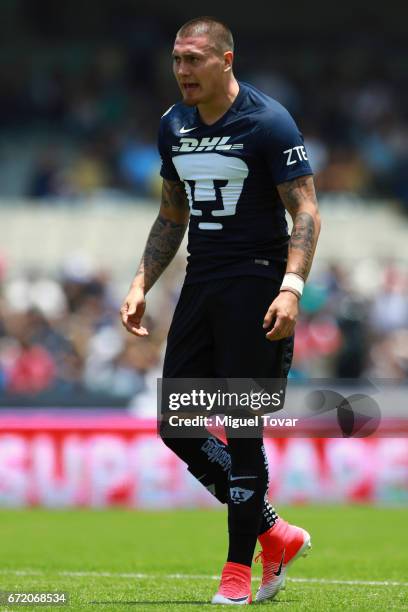 Nicolas Castillo of Pumas reacts during the 15th round match between Pumas UNAM and Veracruz as part of the Torneo Clausura 2017 Liga MX at Olimpico...