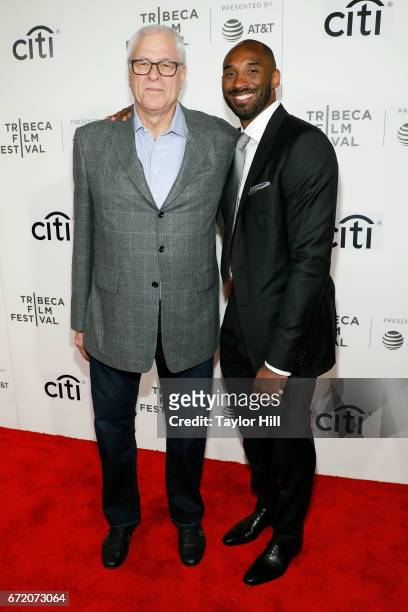 Phil Jackson and Kobe Bryant reunite and attend Tribeca Talks during the 2017 Tribeca Film Festival at Borough of Manhattan Community College on...