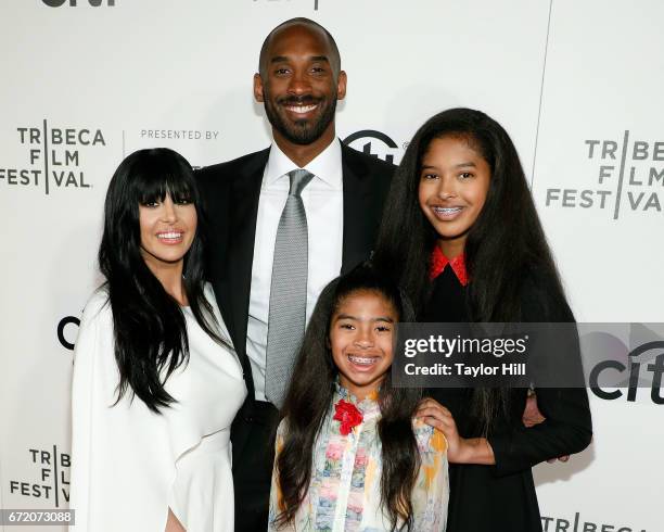 Kobe Bryant, Vanessa Bryant, Gianna Briant, and Natalia Bryant attend Tribeca Talks during the 2017 Tribeca Film Festival at Borough of Manhattan...