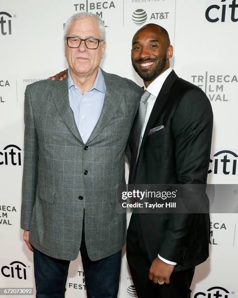 Phil Jackson and Kobe Bryant reunite and attend Tribeca Talks during the 2017 Tribeca Film Festival at Borough of Manhattan Community College on...