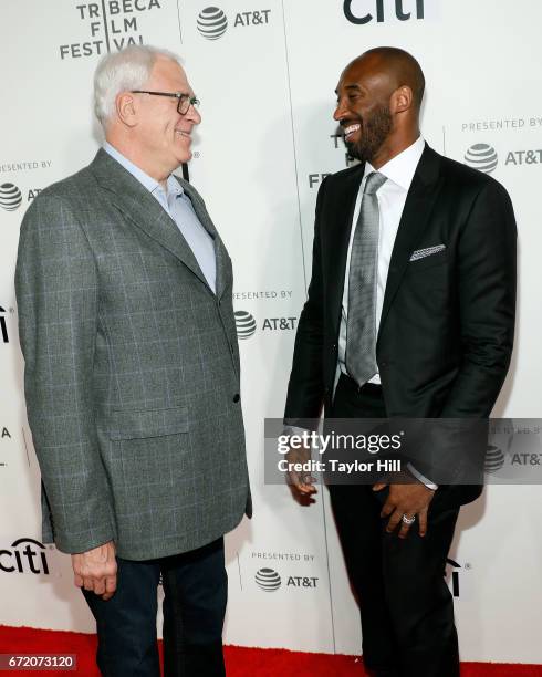 Phil Jackson and Kobe Bryant reunite and attend Tribeca Talks during the 2017 Tribeca Film Festival at Borough of Manhattan Community College on...