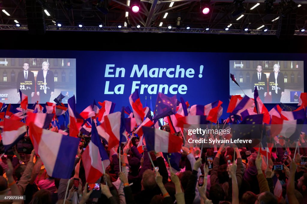 Presidential Candidate Emmanuel Macron Hosts A Meeting At Parc Des Expositions In Paris