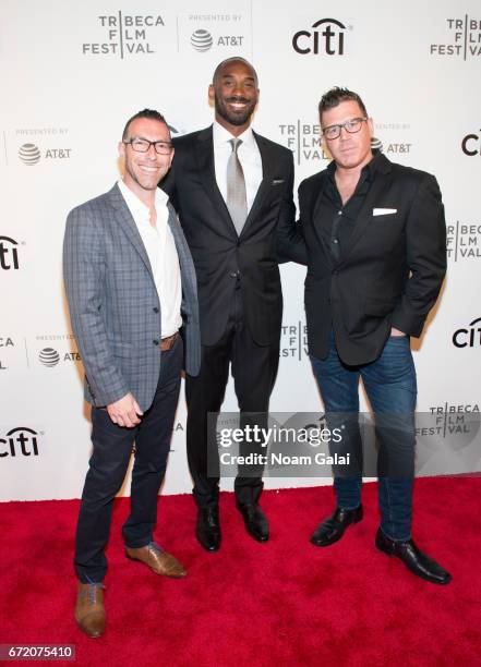 Dan Goodman, Kobe Bryant and Bill Masterson attend Tribeca Talks: Storytellers: Kobe Bryant with Glen Keane during 2017 Tribeca Film Festival at BMCC...