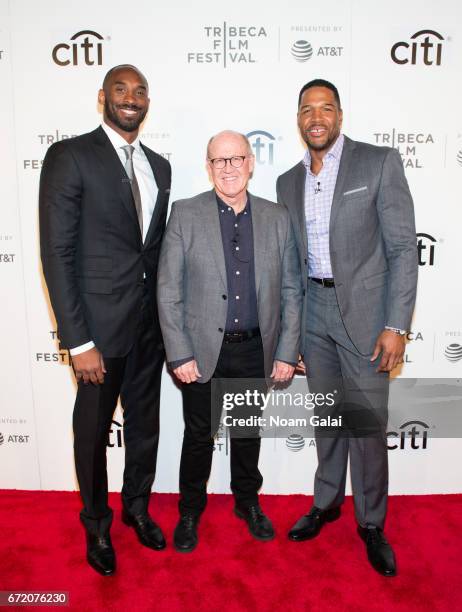 Kobe Bryant, Glen Keane and Michael Strahan attend Tribeca Talks: Storytellers: Kobe Bryant with Glen Keane during 2017 Tribeca Film Festival at BMCC...