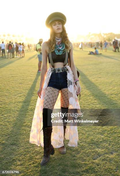 Festivalgoer attends day 3 of the 2017 Coachella Valley Music & Arts Festival at the Empire Polo Club on April 23, 2017 in Indio, California.