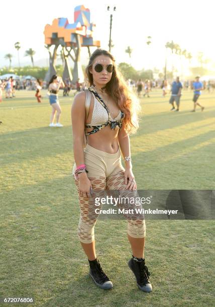 Festivalgoer attends day 3 of the 2017 Coachella Valley Music & Arts Festival at the Empire Polo Club on April 23, 2017 in Indio, California.