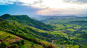 Panorama of Semien mountains and valley around Lalibela Ethiopia