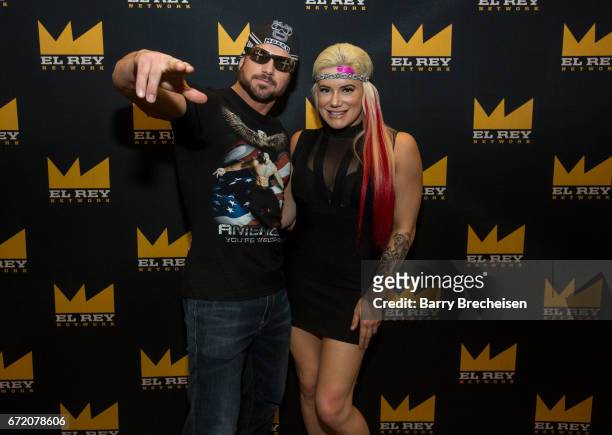 Johnny Mundo and Taya Valkyrie of Lucha Underground during the 2017 C2E2 Chicago Comic & Entertainment Expo at McCormick Place on April 23, 2017 in...