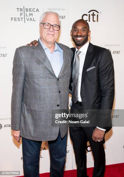 Phil Jackson and Kobe Bryant attend Tribeca Talks: Storytellers: Kobe Bryant with Glen Keane during 2017 Tribeca Film Festival at BMCC Tribeca PAC on...