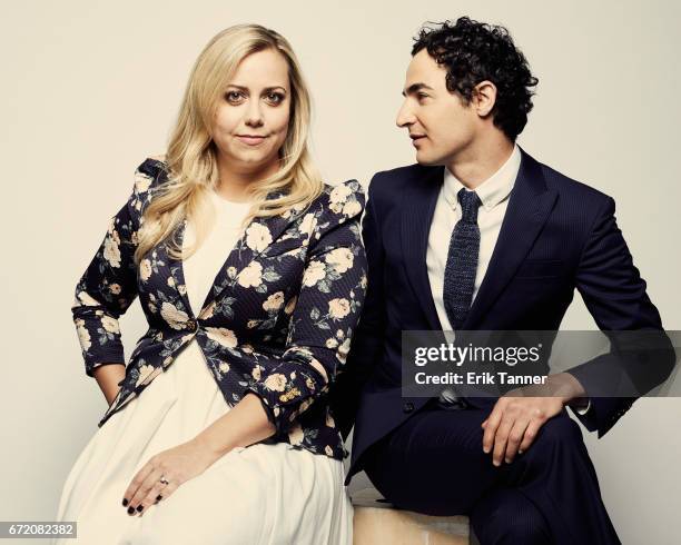 Director Sandy Chronopoulos and Zac Posen from 'House Of Z' pose at the 2017 Tribeca Film Festival portrait studio on April 23, 2017 in New York City.