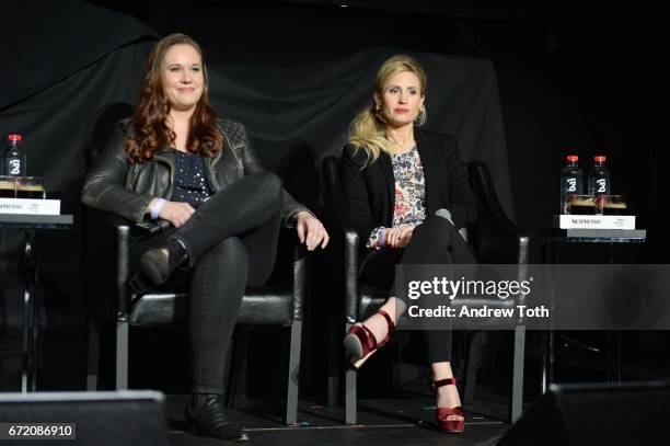 Ashleigh Bell and Kate Ledger attend the "I Am Heath Ledger" premiere during the 2017 Tribeca Film Festival at Spring Studios on April 23, 2017 in...