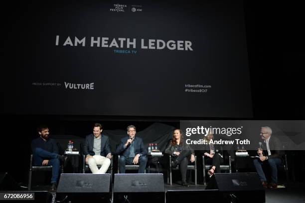 Matt Amato, Adrian Buitenhuis, Derik Murray, Ashleigh Bell and Kate Ledger attend the "I Am Heath Ledger" premiere during the 2017 Tribeca Film...