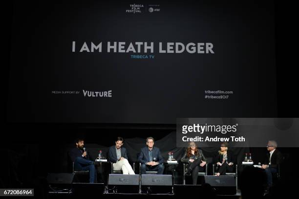 Matt Amato, Adrian Buitenhuis, Derik Murray, Ashleigh Bell and Kate Ledger attend the "I Am Heath Ledger" premiere during the 2017 Tribeca Film...