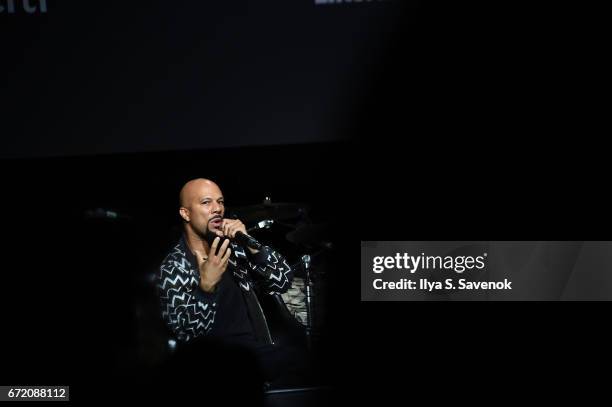 Common speaks at Tribeca Talks: Common with Nelson George during the 2017 Tribeca Film Festival at Spring Studios on April 23, 2017 in New York City.