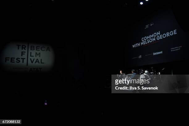 Common and Nelson George speak at Tribeca Talks: Common with Nelson George during the 2017 Tribeca Film Festival at Spring Studios on April 23, 2017...