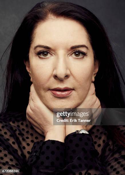 Performance artist Marina Abramovic from 'Blurred Lines: Inside The Art World'' poses at the 2017 Tribeca Film Festival portrait studio on on April...