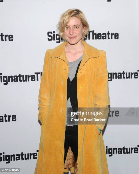 Actor Greta Gerwig attends "The Antipodes" opening night party at Signature Theatre Company at Pershing Square Signature Center on April 23, 2017 in...