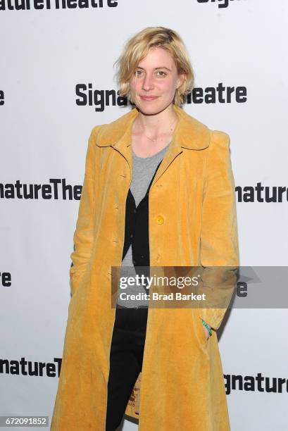 Actor Greta Gerwig attends "The Antipodes" opening night party at Signature Theatre Company at Pershing Square Signature Center on April 23, 2017 in...